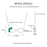 Lab Created Emerald and Moissanite Infinity Necklace with Chain