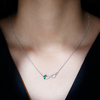 Lab Created Emerald and Moissanite Infinity Necklace with Chain
