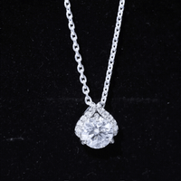 Certified 2 Carat Moissanite Pendant Necklace with Silver Chain