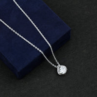 Certified 2 Carat Moissanite Pendant Necklace with Silver Chain