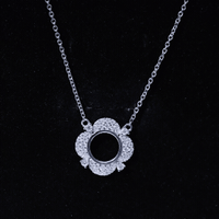 Moissanite Flower Pendant Necklace With Silver Chain