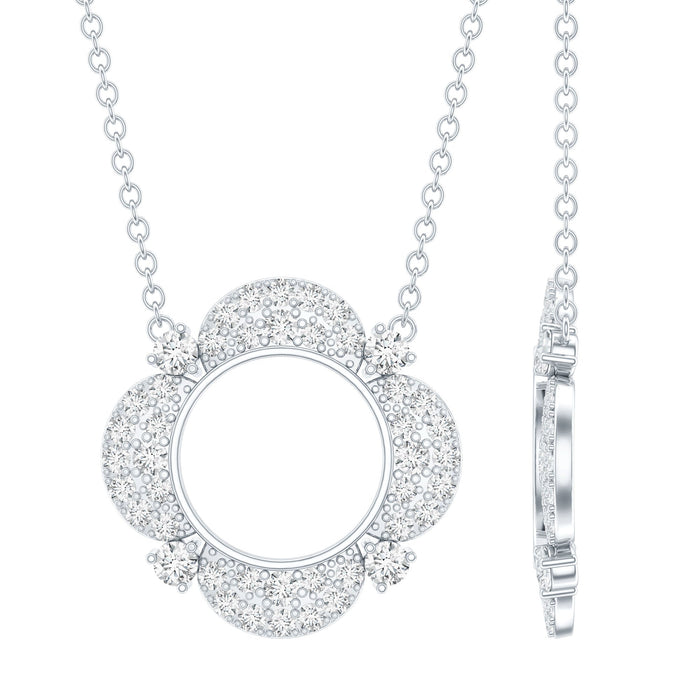 Moissanite Flower Pendant Necklace With Silver Chain