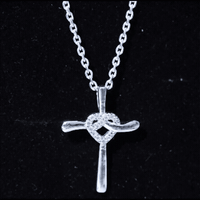 Certified Moissanite Cross Heart Pendant Necklace with Silver Chain