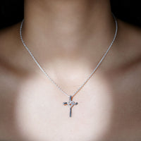 Certified Moissanite Cross Heart Pendant Necklace with Silver Chain