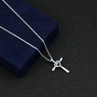 Certified Moissanite Cross Heart Pendant Necklace with Silver Chain