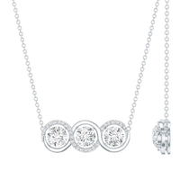 Certified Round Moissanite 3 Stone Bar Necklace with Silver Chain