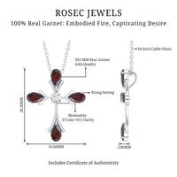 Real Garnet Designer Cross Necklace with Silver Chain