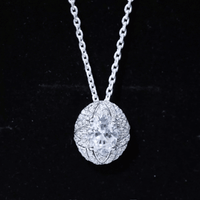 Art Deco Style 2 Carat Moissanite Designer Necklace with Silver Chain