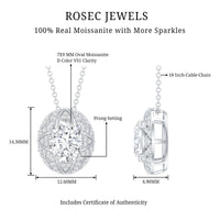 Art Deco Style 2 Carat Moissanite Designer Necklace with Silver Chain
