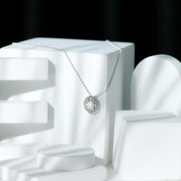 Art Deco Style 2 Carat Moissanite Designer Necklace with Silver Chain