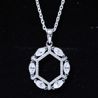 Womens Moissanite Designer Eternity Necklace with Silver Chain