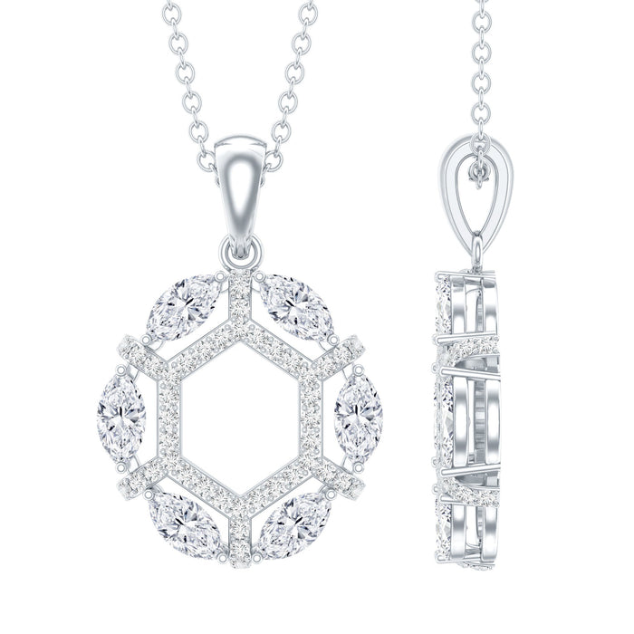 Womens Moissanite Designer Eternity Necklace with Silver Chain