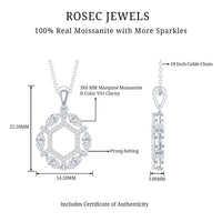 Womens Moissanite Designer Eternity Necklace with Silver Chain