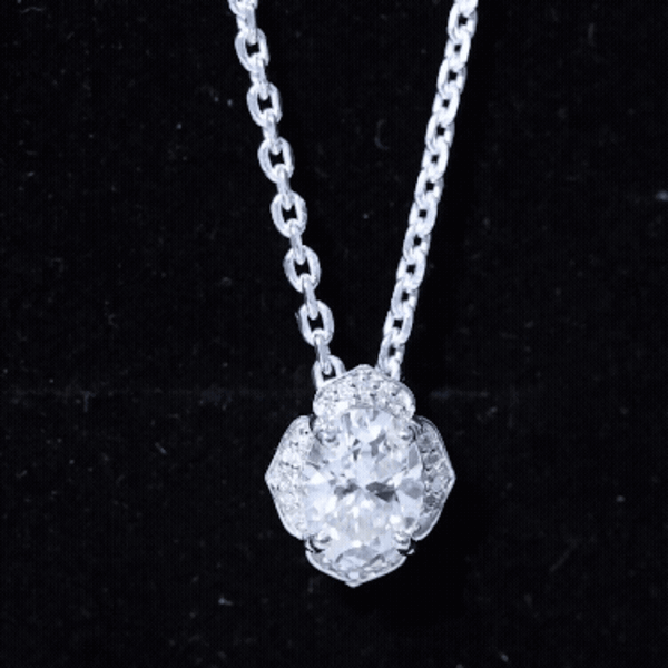 Rosec Jewels 6x8 mm moissanite pendant on silver chain, elegant jewelry with sparkling gemstone and delicate chain detail