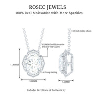6X8 MM Moissanite Statement Necklace With Silver Chain