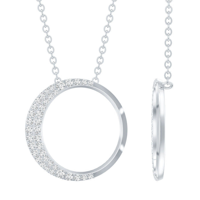 Moissanite Circle of Life Necklace with Silver Chain