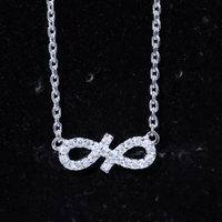 Moissanite Infinity Stackable Necklace in 14K Gold Plated Silver