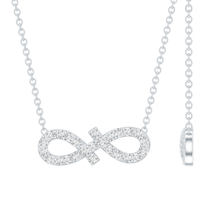 Moissanite Infinity Stackable Necklace in 14K Gold Plated Silver