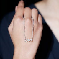 Moissanite Infinity Stackable Necklace in 14K Gold Plated Silver