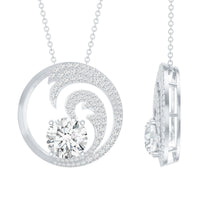 Certified Moissanite Ocean Wave Necklace with Silver Chain