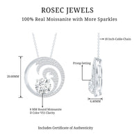 Certified Moissanite Ocean Wave Necklace with Silver Chain
