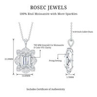 Certified 2.8 Carat Emerald Cut Moissanite Designer Necklace With Silver Chain