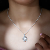 Certified 2.8 Carat Emerald Cut Moissanite Designer Necklace With Silver Chain