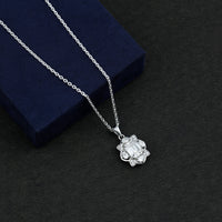 Certified 2.8 Carat Emerald Cut Moissanite Designer Necklace With Silver Chain