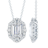 Certified 2.8 Carat Emerald Cut Moissanite Wedding Necklace in Silver
