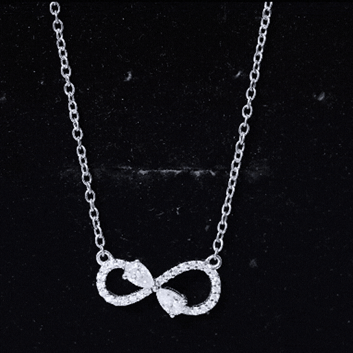Certified Moissanite Forever Symbol pendant necklace for women by Rosec Jewels, featuring a sparkling Moissanite design.