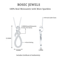 Certified Moissanite Infinity Pendant Necklace with Silver Chain