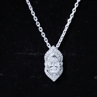 Certified 1.3 Carat Pear Cut Moissanite Vintage Necklace with Silver Chain