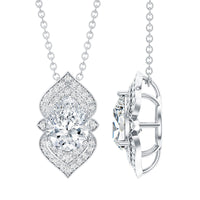 Certified 1.3 Carat Pear Cut Moissanite Vintage Necklace with Silver Chain