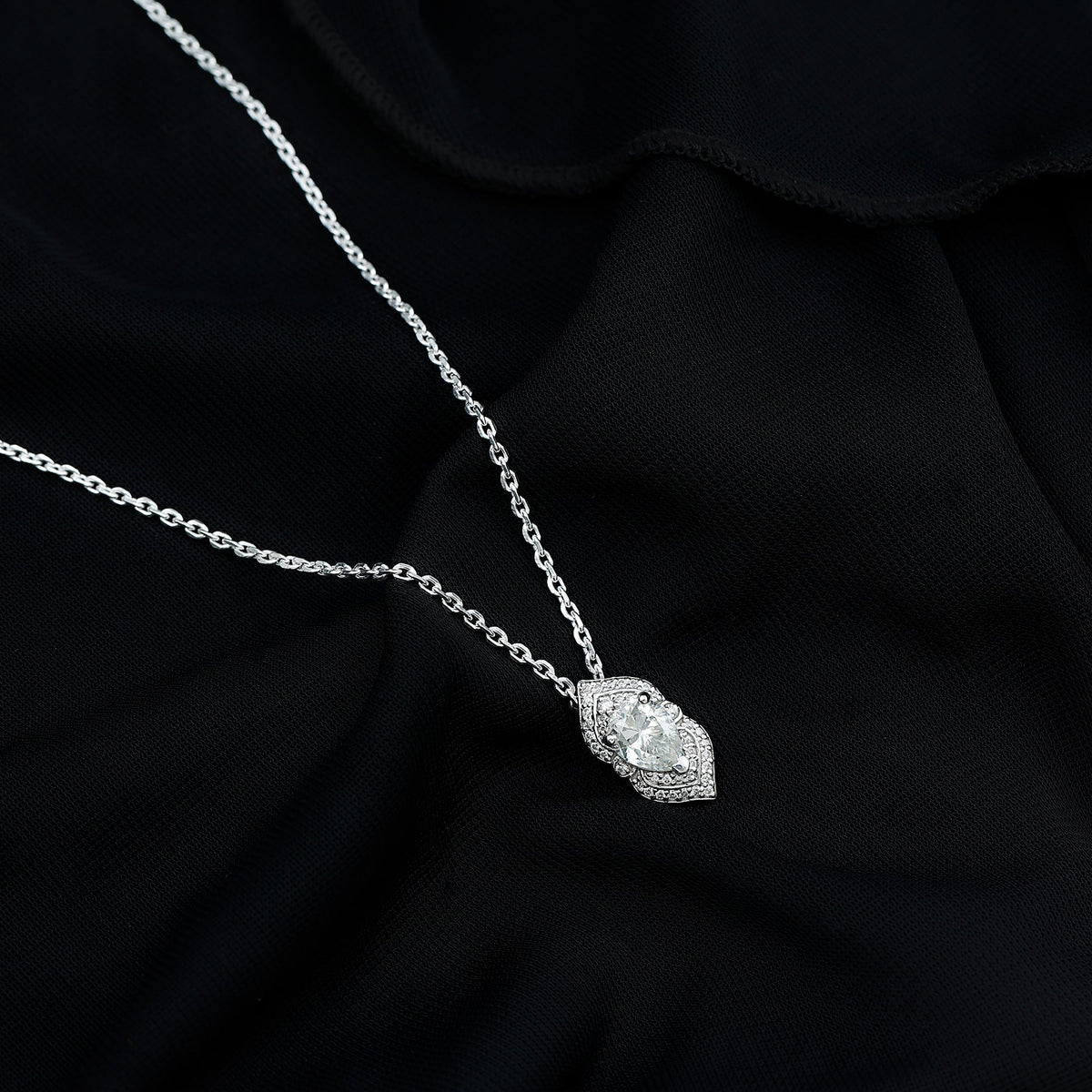 Certified 1.3 Carat Pear Cut Moissanite Vintage Necklace with Silver Chain