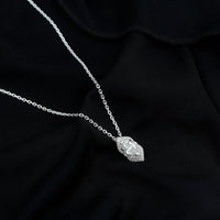 Certified 1.3 Carat Pear Cut Moissanite Vintage Necklace with Silver Chain
