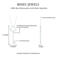 Certified Moissanite Key Pendant Necklace
