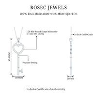 Certified Moissanite Key to My Heart Necklace