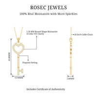 Certified Moissanite Key to My Heart Necklace