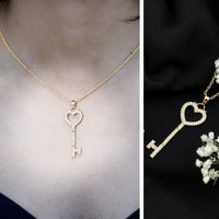 Certified Moissanite Key to My Heart Necklace