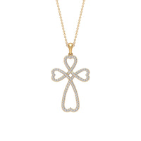 Certified Moissanite Heart Cross Pendant Necklace