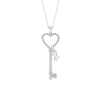 Cubic Zirconia Heart Key Pendant