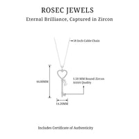 Cubic Zirconia Heart Key Pendant