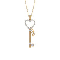 Cubic Zirconia Heart Key Pendant