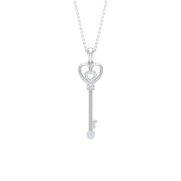 Vintage style diamond key pendant necklace for women by Rosec Jewels, featuring a sparkling diamond accent on a delicate chain.