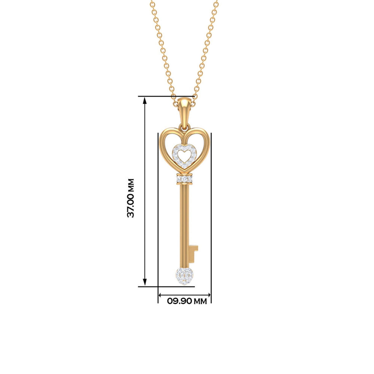 Vintage style diamond key pendant necklace for women by Rosec Jewels, featuring a sparkling diamond key design.