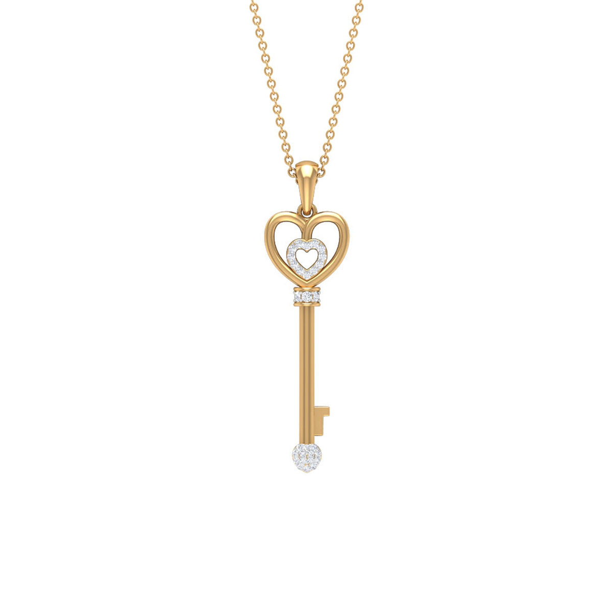 Vintage style diamond key pendant necklace for women by Rosec Jewels, featuring a sparkling diamond key charm.