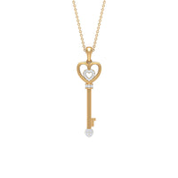 Vintage style diamond key pendant necklace for women by Rosec Jewels, featuring a sparkling diamond key charm.