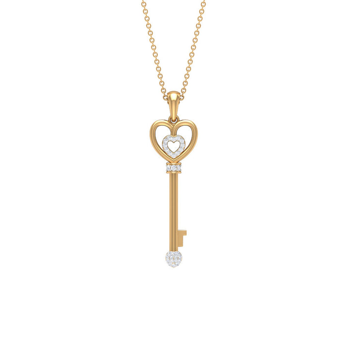Vintage style diamond key pendant necklace for women by Rosec Jewels, featuring a sparkling diamond key charm.