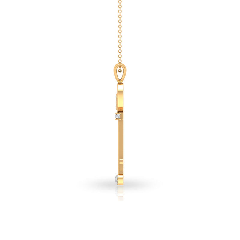 Vintage style diamond key pendant necklace for women by Rosec Jewels, featuring a sparkling diamond key design.