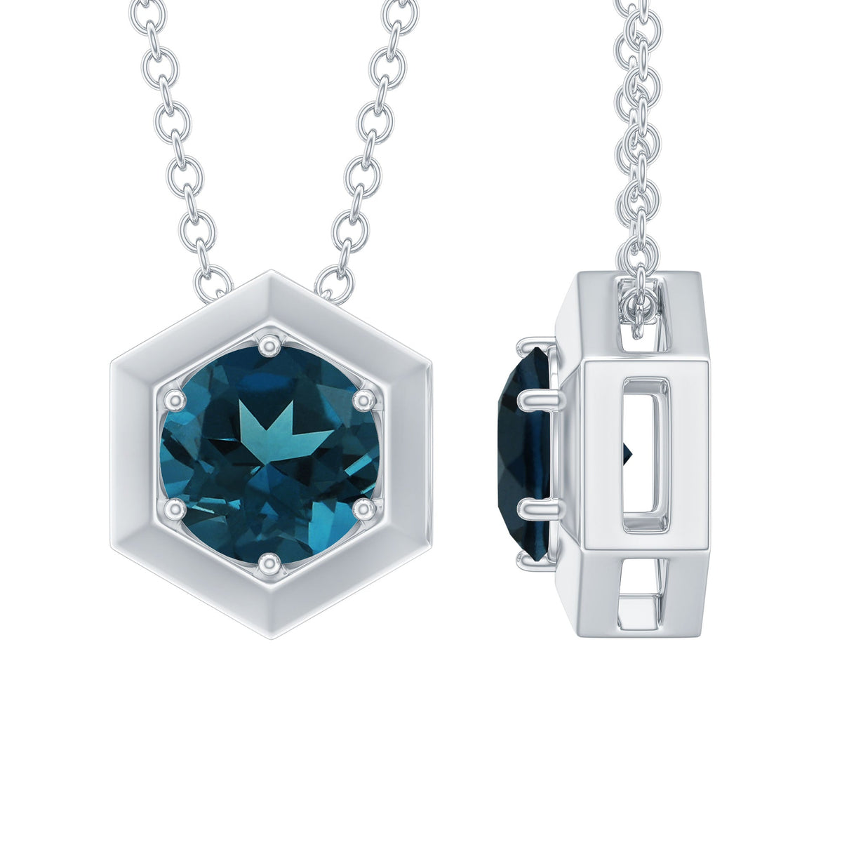 1.35 Carat Simple London Blue Topaz Solitaire Pendant
